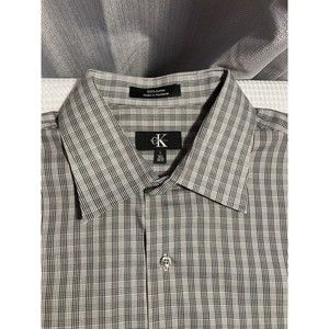 Calvin Klein Shirt Men's Large Button Up Long Sleeve Classic fit. Gray/black